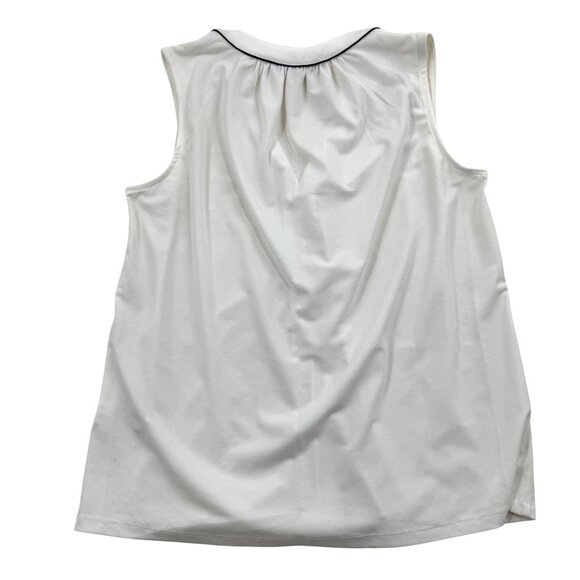 H&M Womens Sleeveless White Blouse With Black Trim Size S Made In Cambodia - Picture 2 of 8